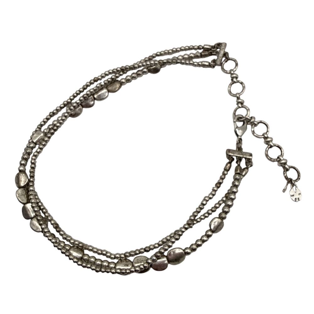 Lucky Brand Silver-Tone Multi-Strand Beaded Necklace 12” - 15” - Picture 3 of 4